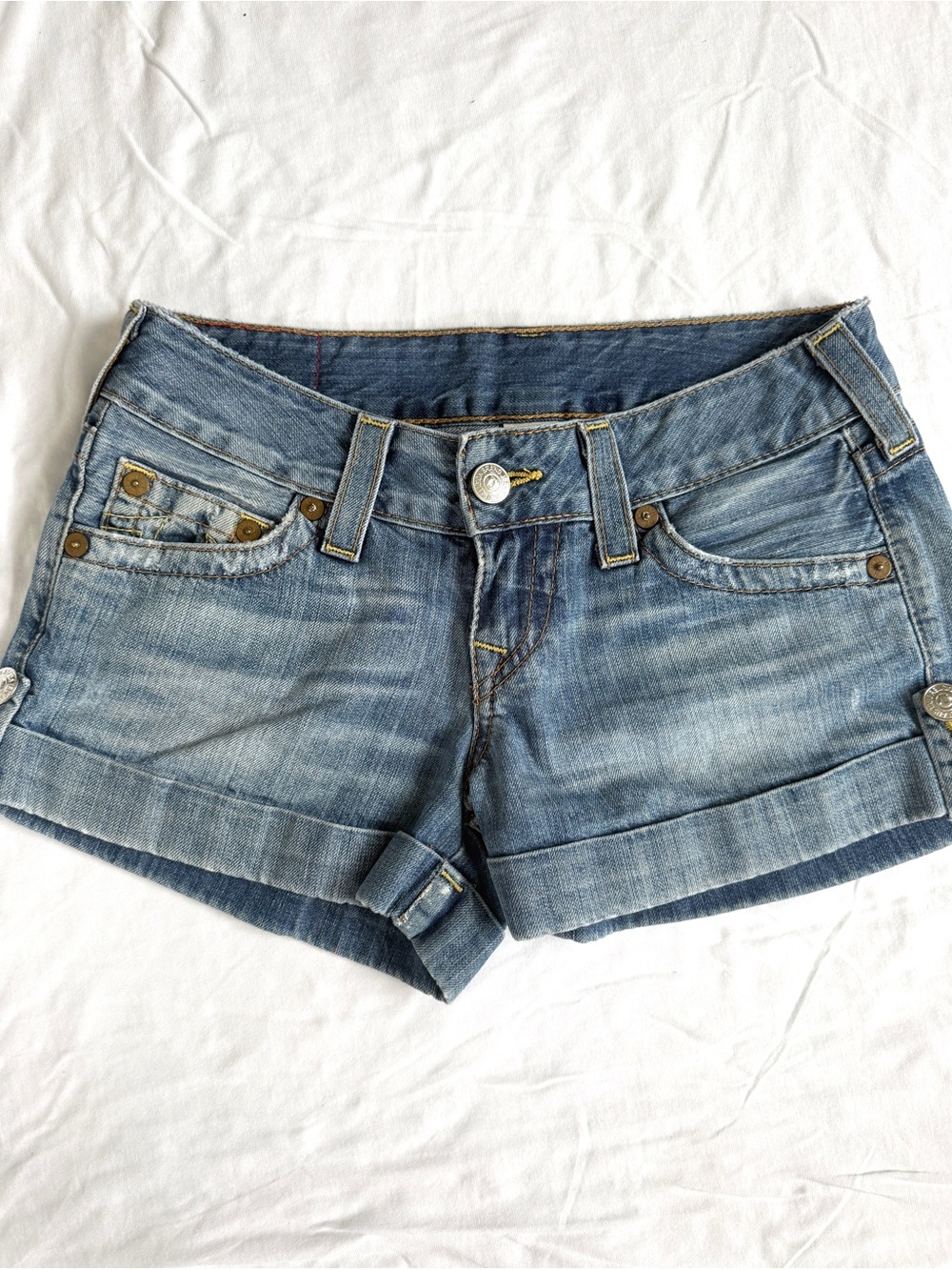 True Religion Women's Jess Cutoff Cuffed Shorts - Light Blue Denim